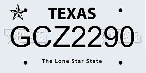 GCZ2290 Texas License Plate