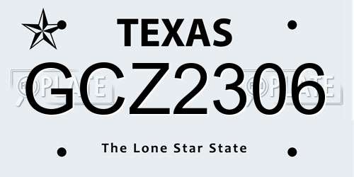 GCZ2306 Texas License Plate