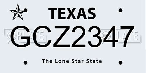 GCZ2347 Texas License Plate