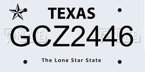 GCZ2446 Texas License Plate