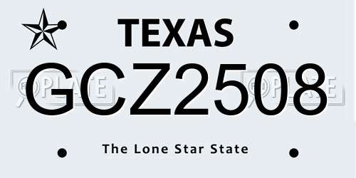 GCZ2508 Texas License Plate