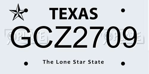GCZ2709 Texas License Plate
