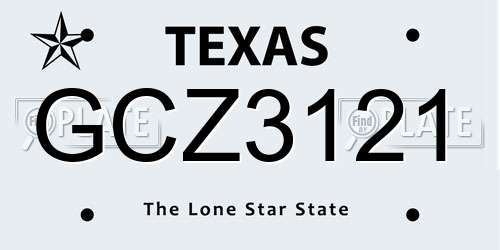 GCZ3121 Texas License Plate
