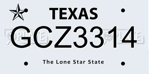 GCZ3314 Texas License Plate