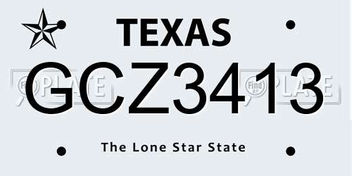 GCZ3413 Texas License Plate