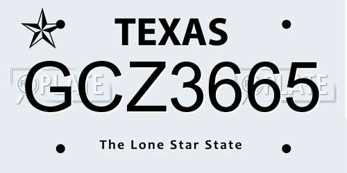 GCZ3665 Texas License Plate