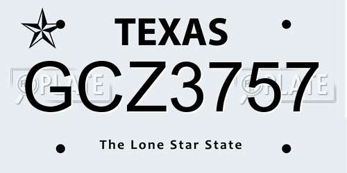 GCZ3757 Texas License Plate