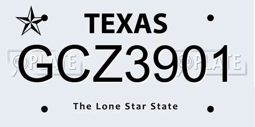 GCZ3901 Texas License Plate