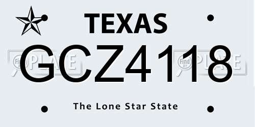 GCZ4118 Texas License Plate