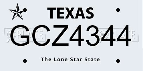 GCZ4344 Texas License Plate