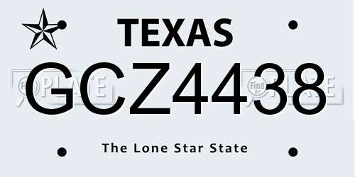 GCZ4438 Texas License Plate