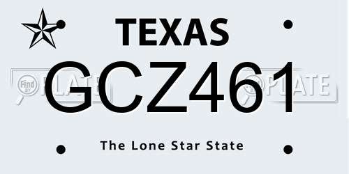 GCZ461 Texas License Plate