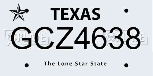 GCZ4638 Texas License Plate