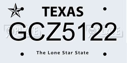 GCZ5122 Texas License Plate