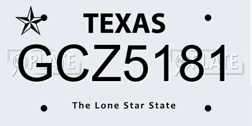 GCZ5181 Texas License Plate