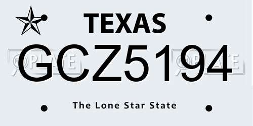 GCZ5194 Texas License Plate