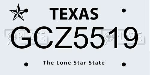 GCZ5519 Texas License Plate