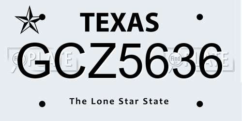 GCZ5636 Texas License Plate