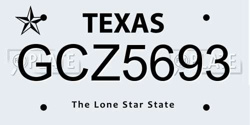 GCZ5693 Texas License Plate