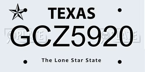 GCZ5920 Texas License Plate