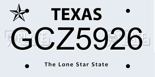GCZ5926 Texas License Plate