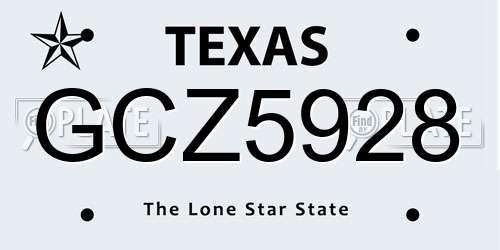 GCZ5928 Texas License Plate