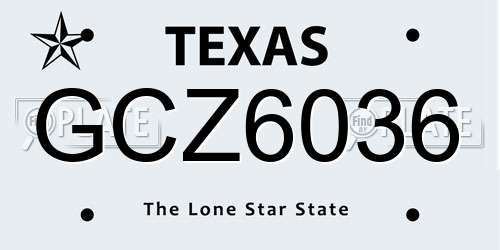 GCZ6036 Texas License Plate
