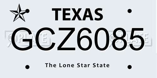 GCZ6085 Texas License Plate