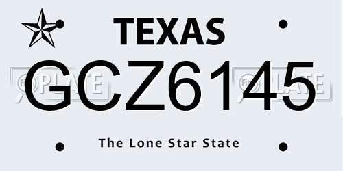 GCZ6145 Texas License Plate