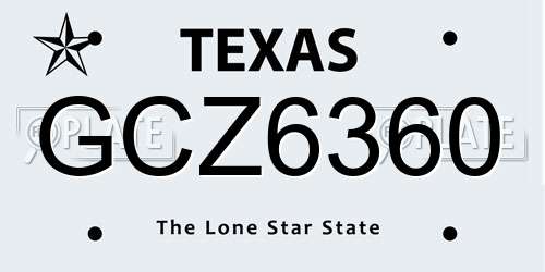 GCZ6360 Texas License Plate