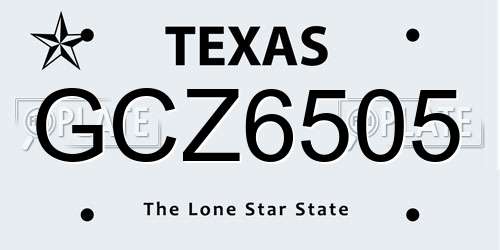 GCZ6505 Texas License Plate