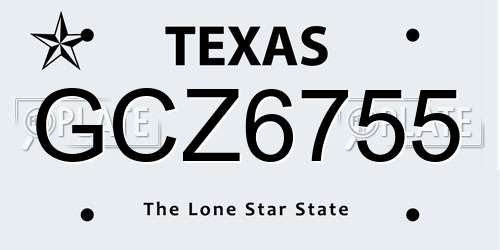 GCZ6755 Texas License Plate