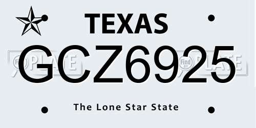 GCZ6925 Texas License Plate