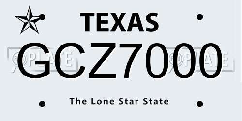 GCZ7000 Texas License Plate