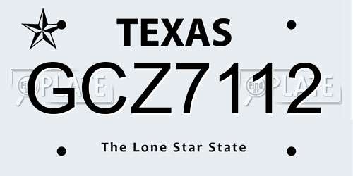 GCZ7112 Texas License Plate