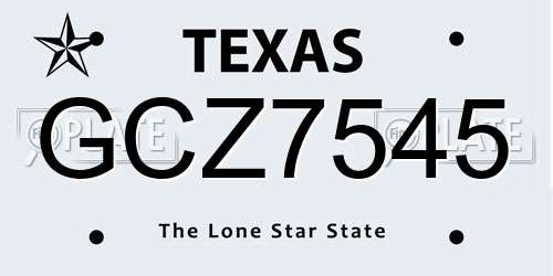 GCZ7545 Texas License Plate