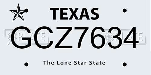GCZ7634 Texas License Plate