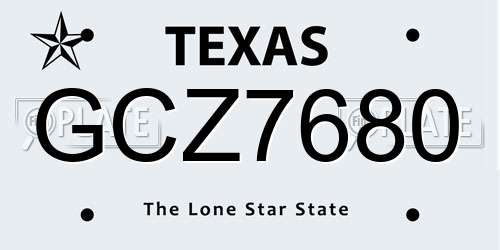 GCZ7680 Texas License Plate