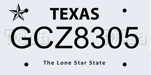 GCZ8305 Texas License Plate