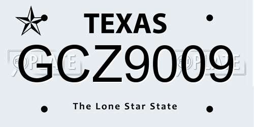 GCZ9009 Texas License Plate