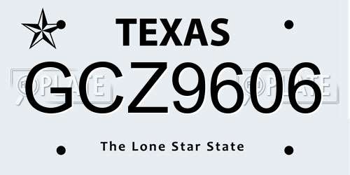 GCZ9606 Texas License Plate