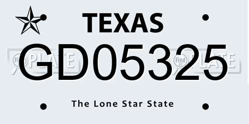 GD05325 Texas License Plate