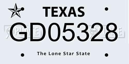 GD05328 Texas License Plate