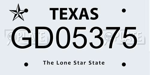 GD05375 Texas License Plate