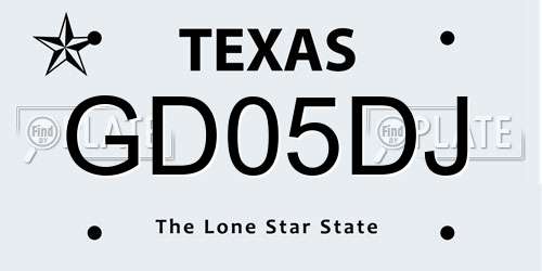 GD05DJ Texas License Plate