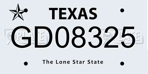 GD08325 Texas License Plate