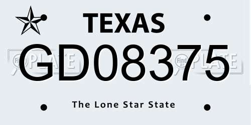 GD08375 Texas License Plate