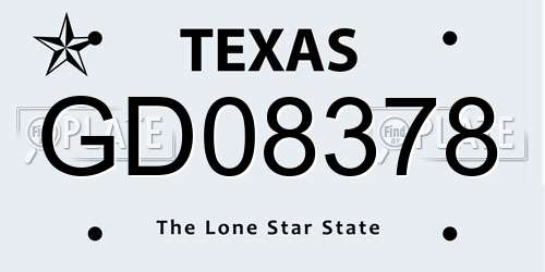 GD08378 Texas License Plate