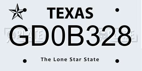 GD0B328 Texas License Plate