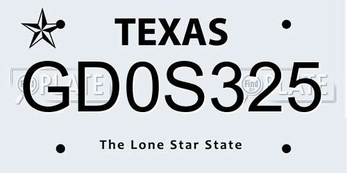 GD0S325 Texas License Plate
